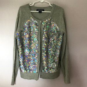 Girls Lands End Silver Sequin Cardigan, Size 7/8